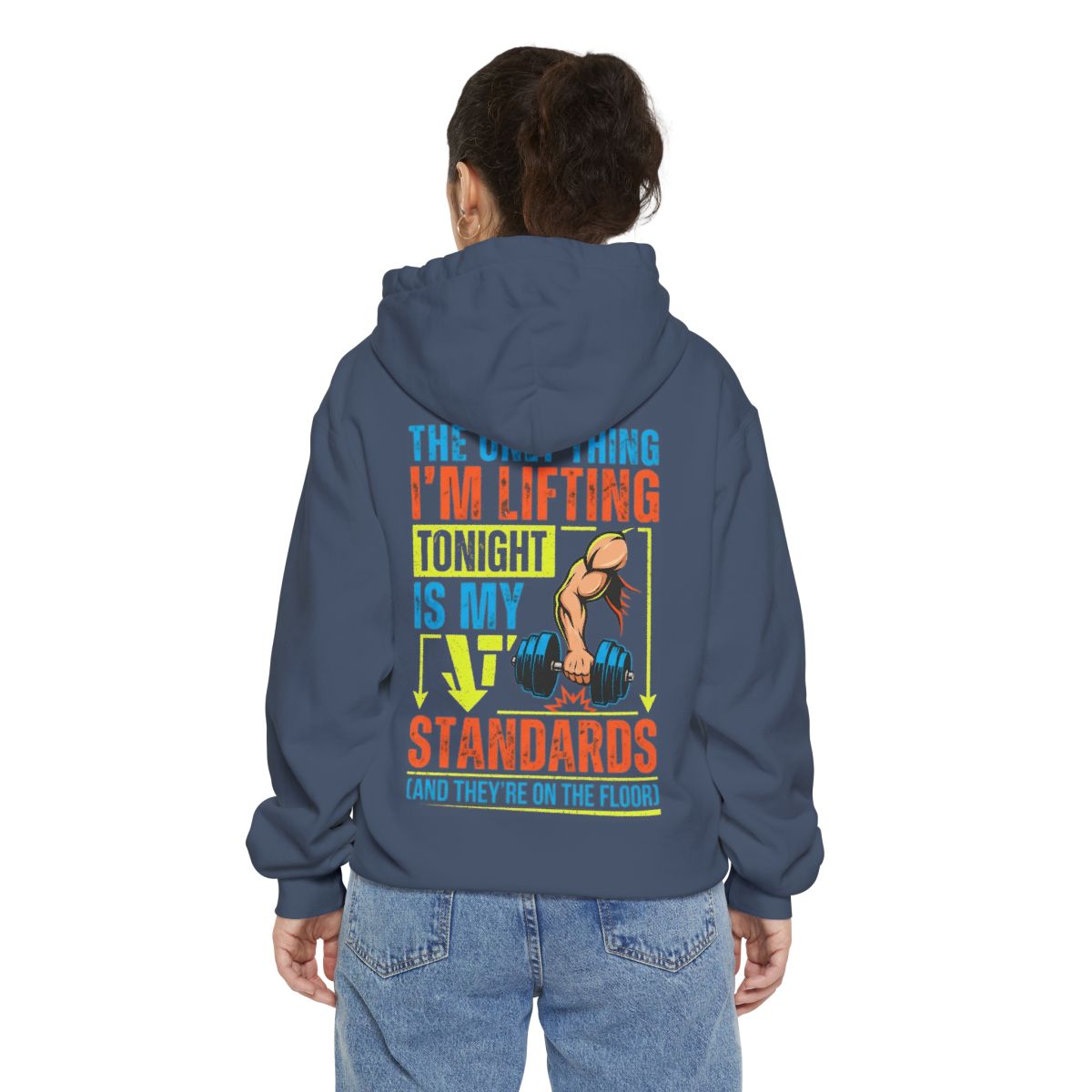 Color: Denim | Lifting Standards Garment-Dyed Hoodie