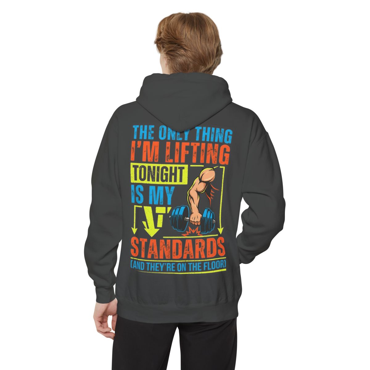 Color: Pepper | Lifting Standards Garment-Dyed Hoodie