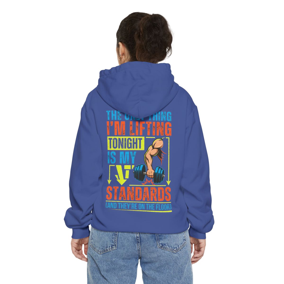 Color: Flo Blue | Lifting Standards Garment-Dyed Hoodie