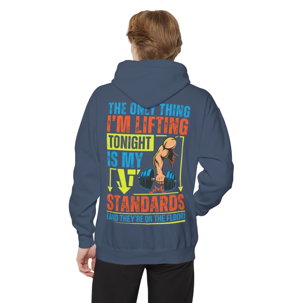 Color: Denim | Lifting Standards Garment-Dyed Hoodie