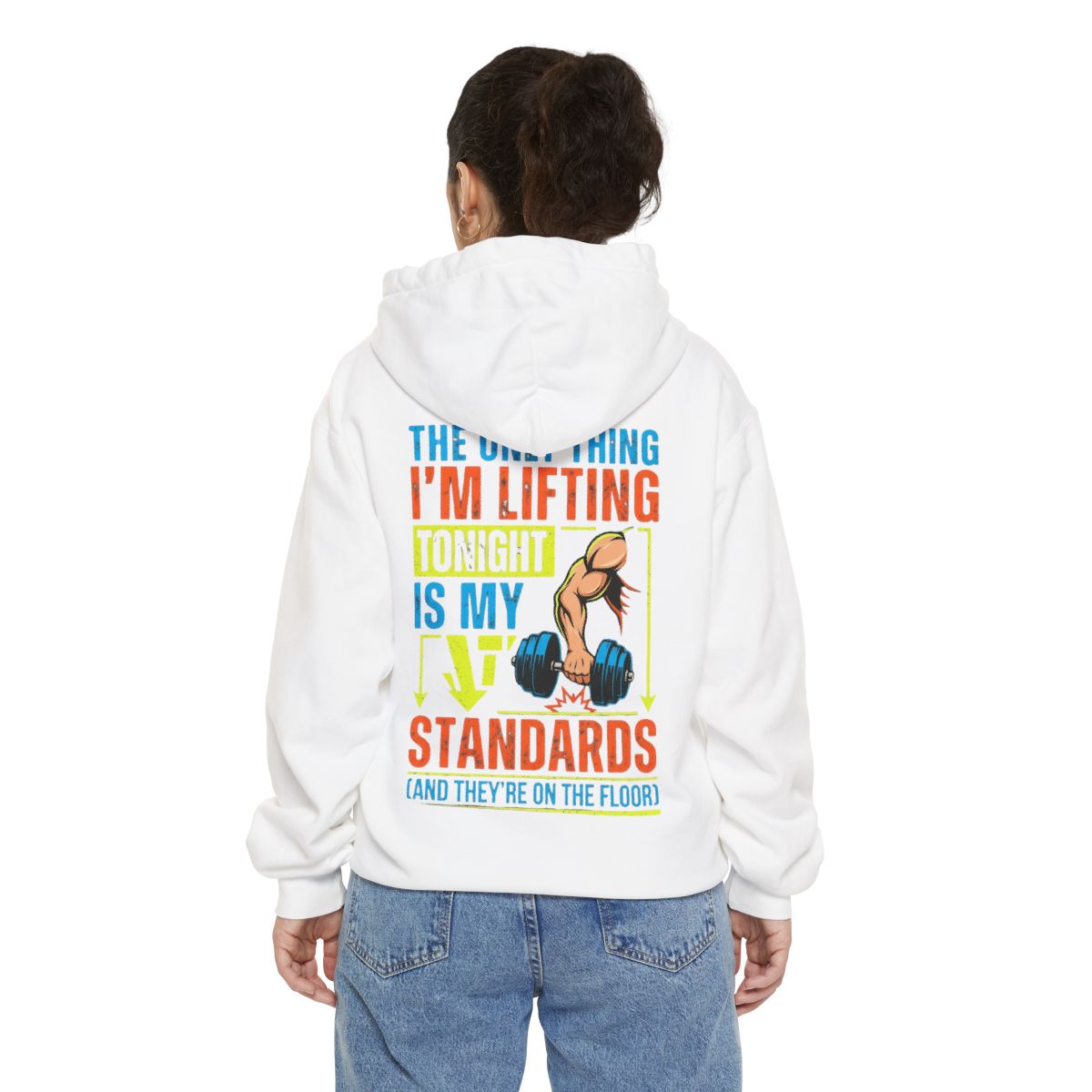 Color: White | Lifting Standards Garment-Dyed Hoodie