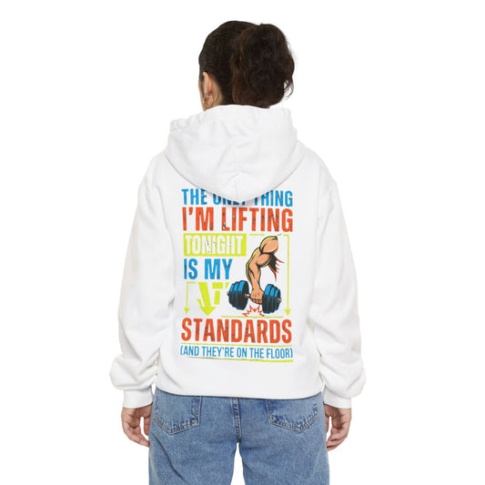 Color: White | Lifting Standards Garment-Dyed Hoodie