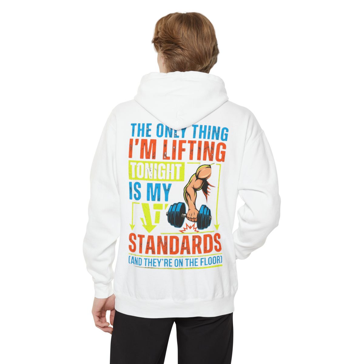 Color: White | Lifting Standards Garment-Dyed Hoodie