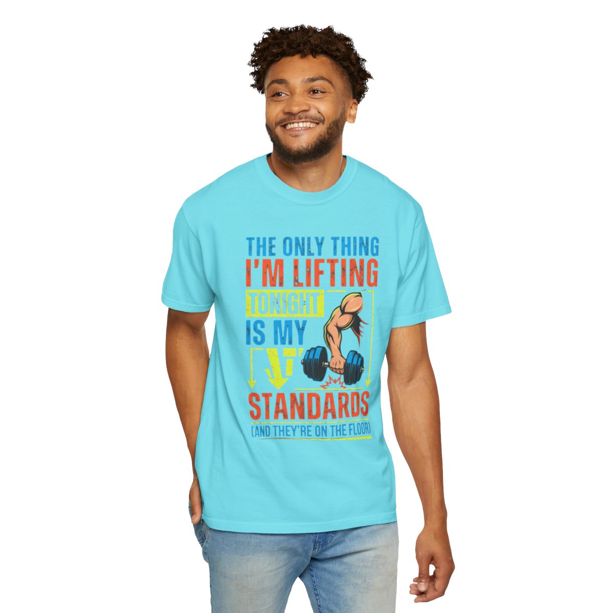 Color: Lagoon Blue | Lifting Standards Unisex Garment-Dyed Tee