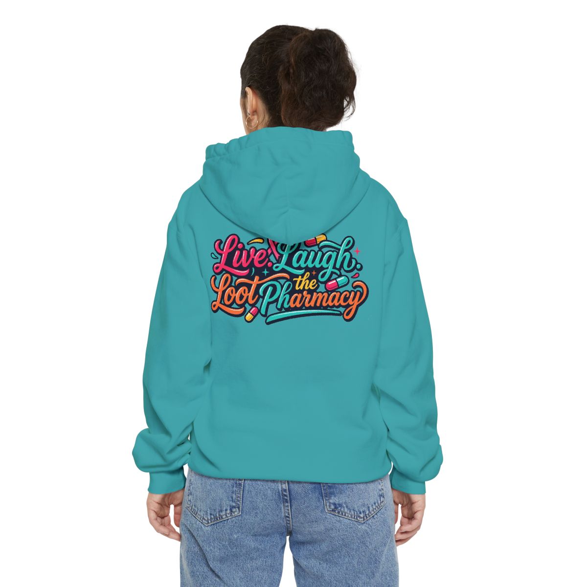 Color: Seafoam | Live Laugh Loot The Pharmacy Garment-Dyed Hoodie