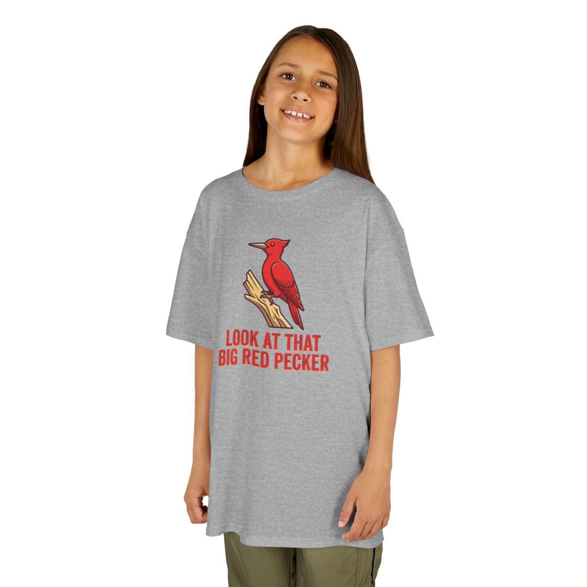 Color: Sport Grey | Look At That Big Red Pecker Kids Tee