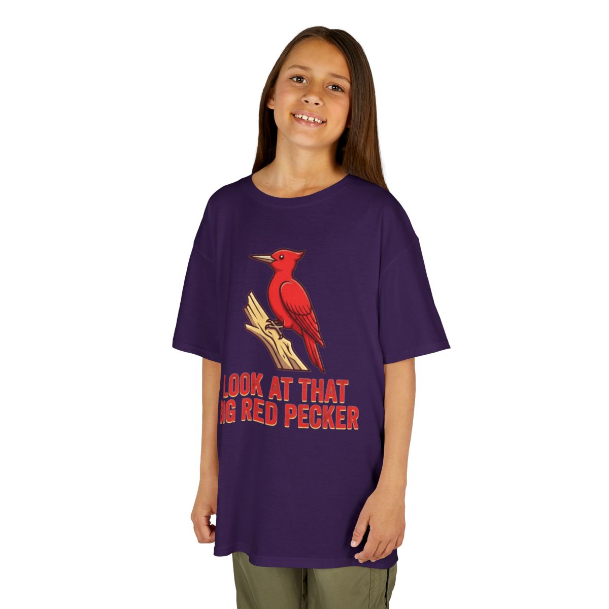 Color: Purple | Look At That Big Red Pecker Kids Tee
