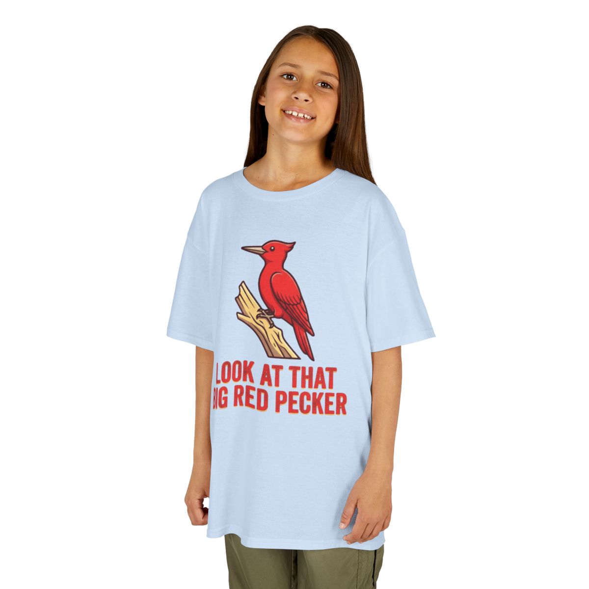 Color: Light Blue | Look At That Big Red Pecker Kids Tee