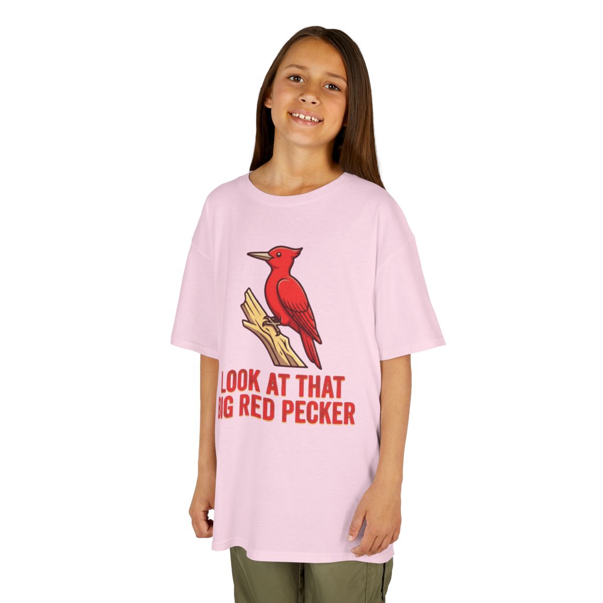 Color: Light Pink | Look At That Big Red Pecker Kids Tee