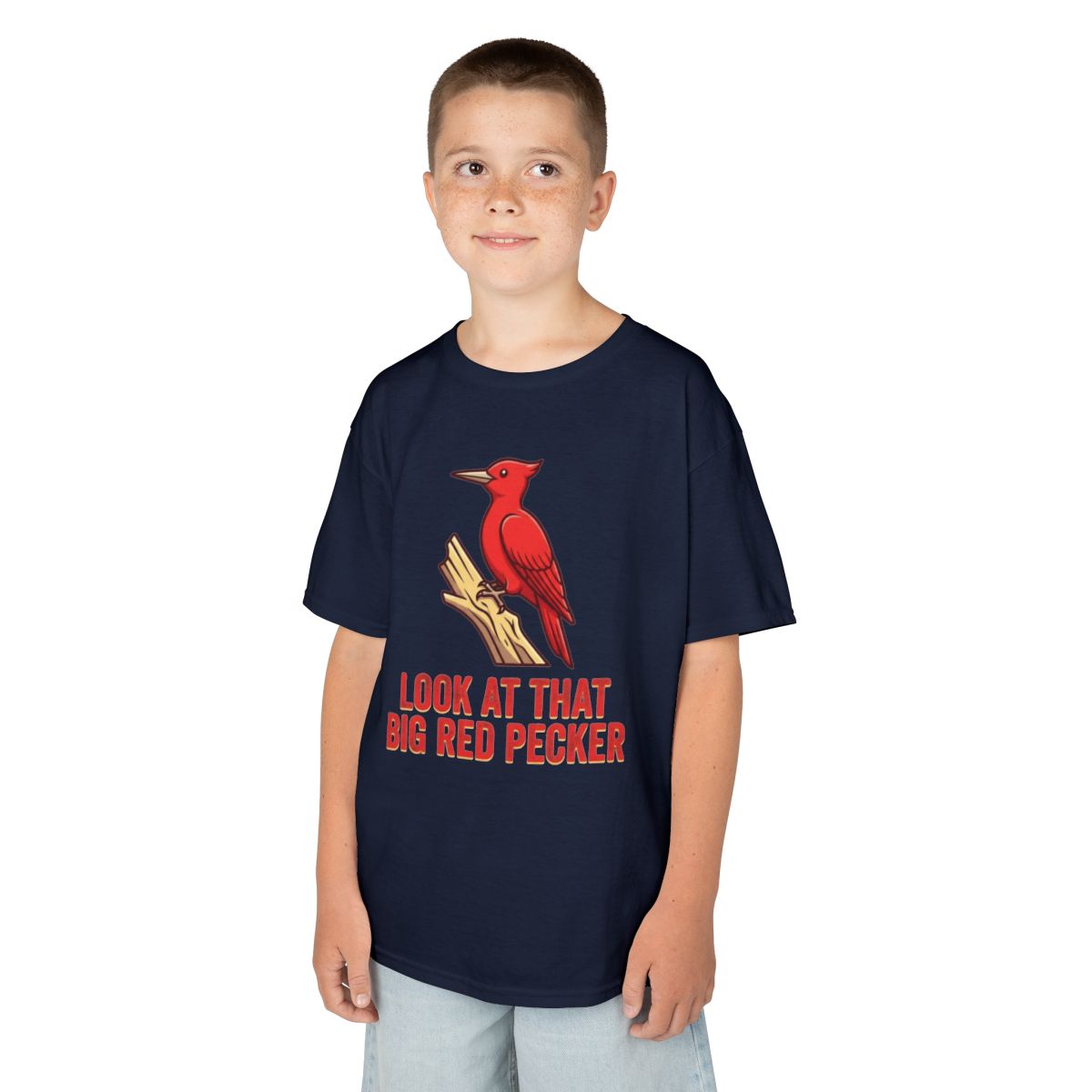 Color: Navy | Look At That Big Red Pecker Kids Tee