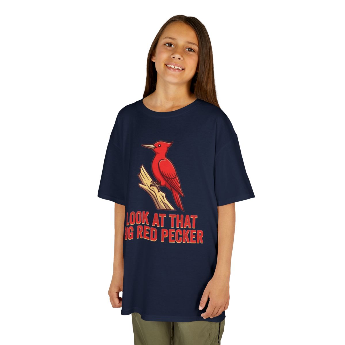 Color: Navy | Look At That Big Red Pecker Kids Tee