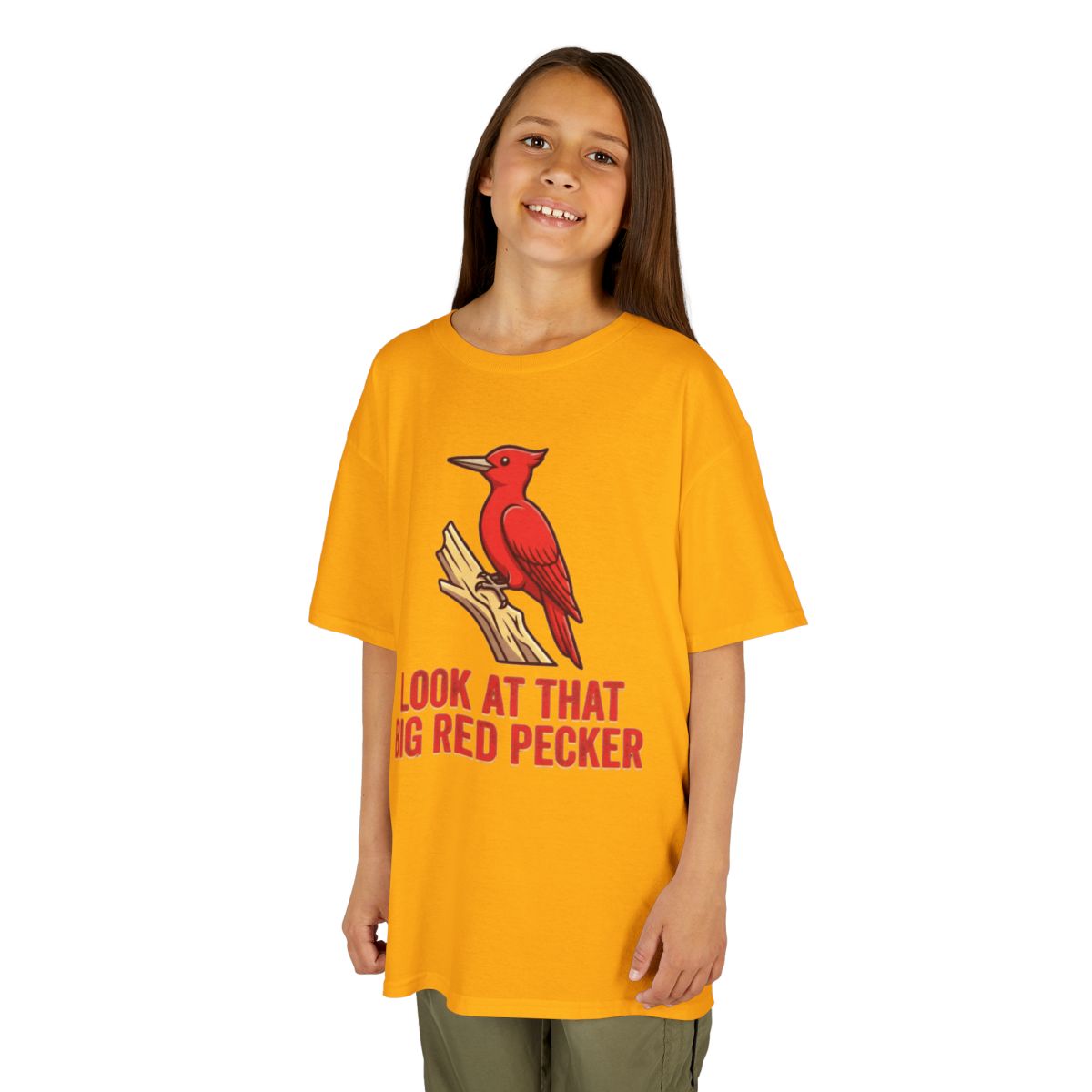 Color: Gold | Look At That Big Red Pecker Kids Tee