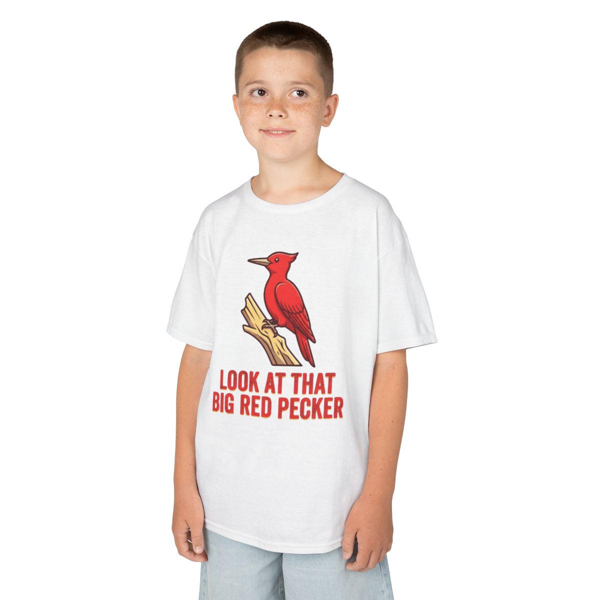 Color: White | Look At That Big Red Pecker Kids Tee