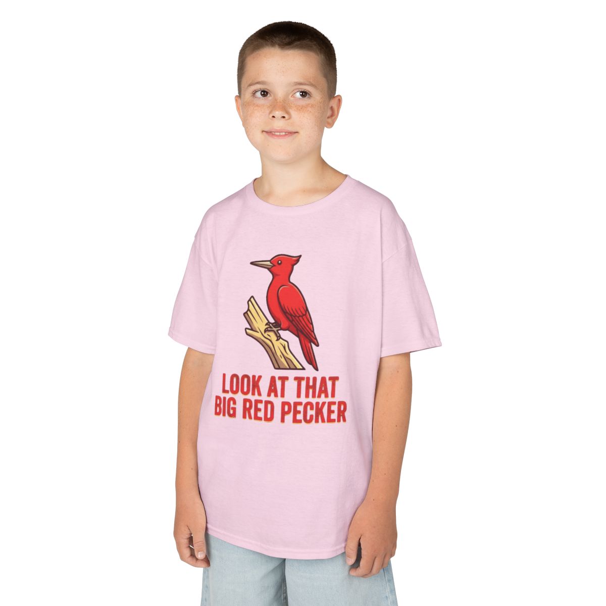 Color: Light Pink | Look At That Big Red Pecker Kids Tee