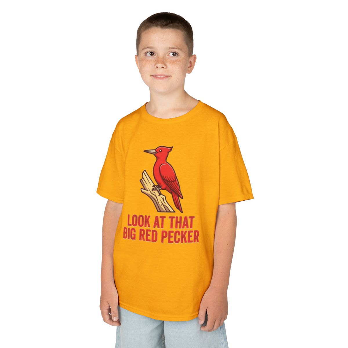 Color: Gold | Look At That Big Red Pecker Kids Tee