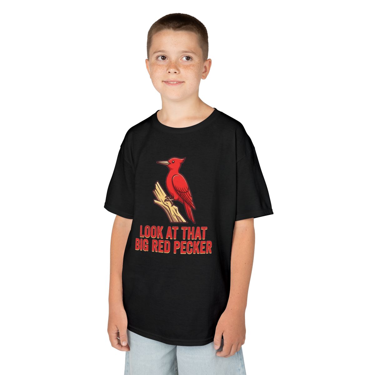 Color: Black | Look At That Big Red Pecker Kids Tee