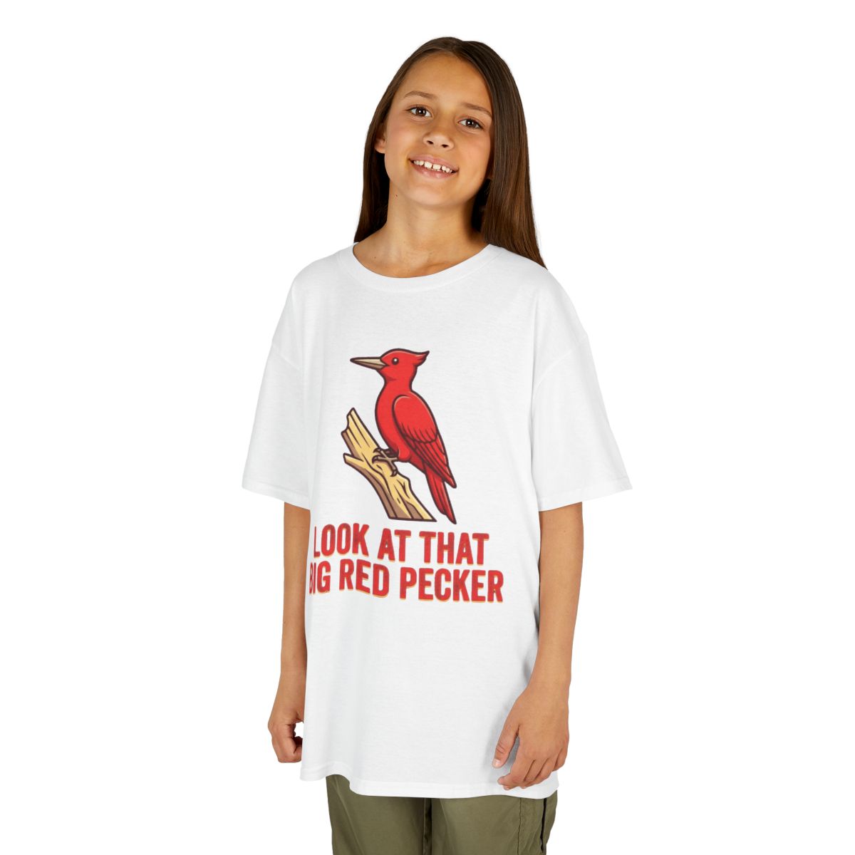 Color: White | Look At That Big Red Pecker Kids Tee