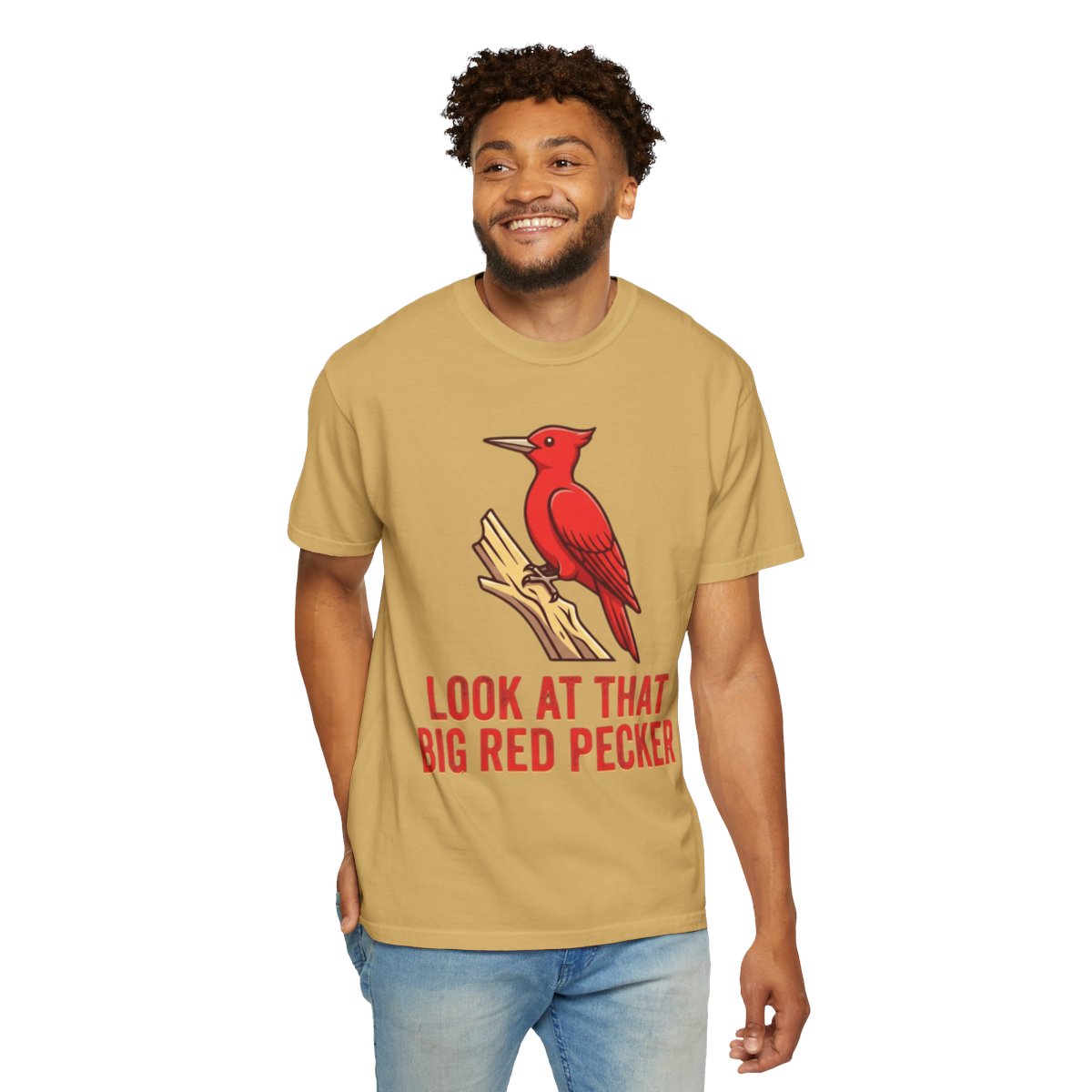 Color: Mustard | Look At That Big Red Pecker Unisex Garment-Dyed Tee