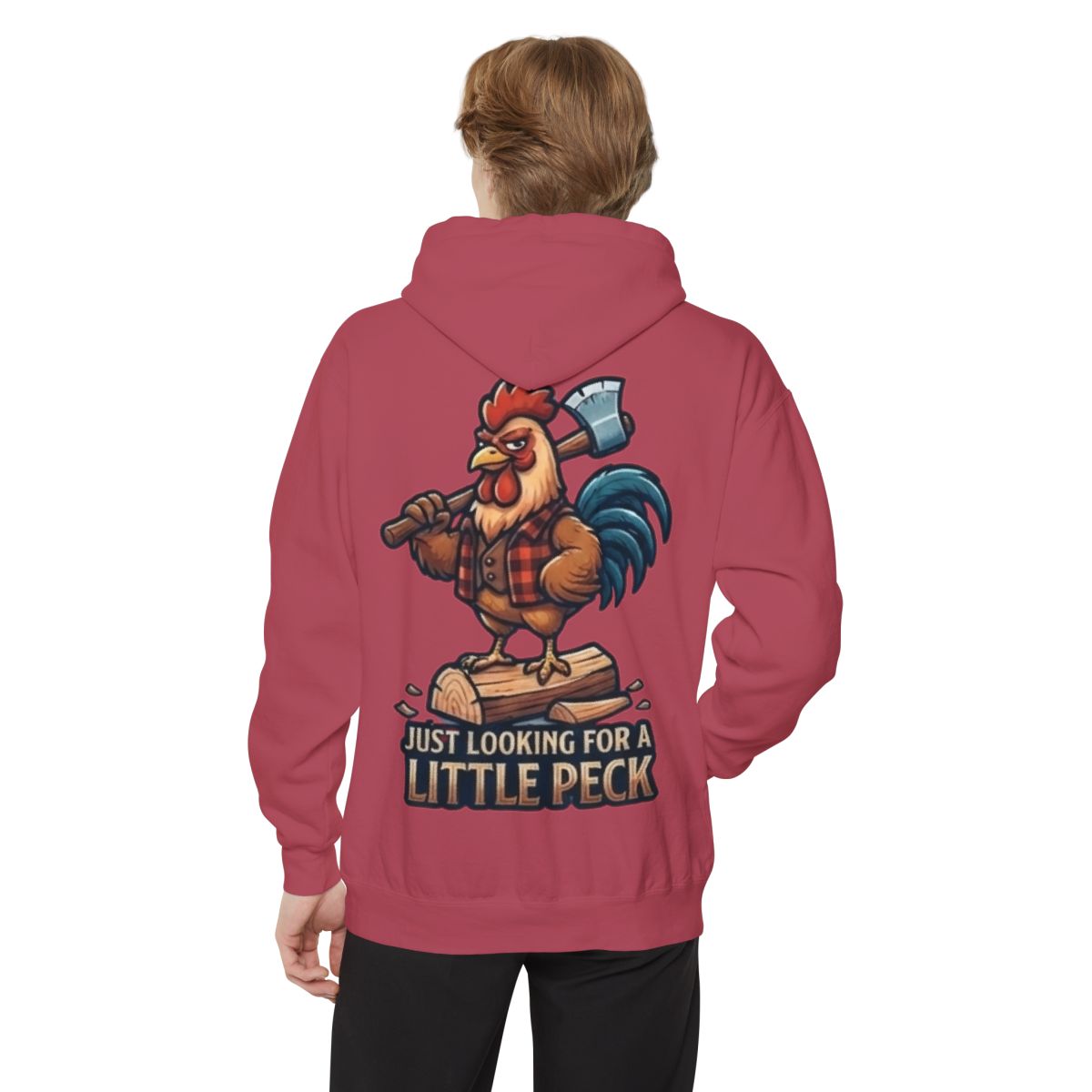 Color: Crimson | Looking For A Little Peck Garment-Dyed Hoodie