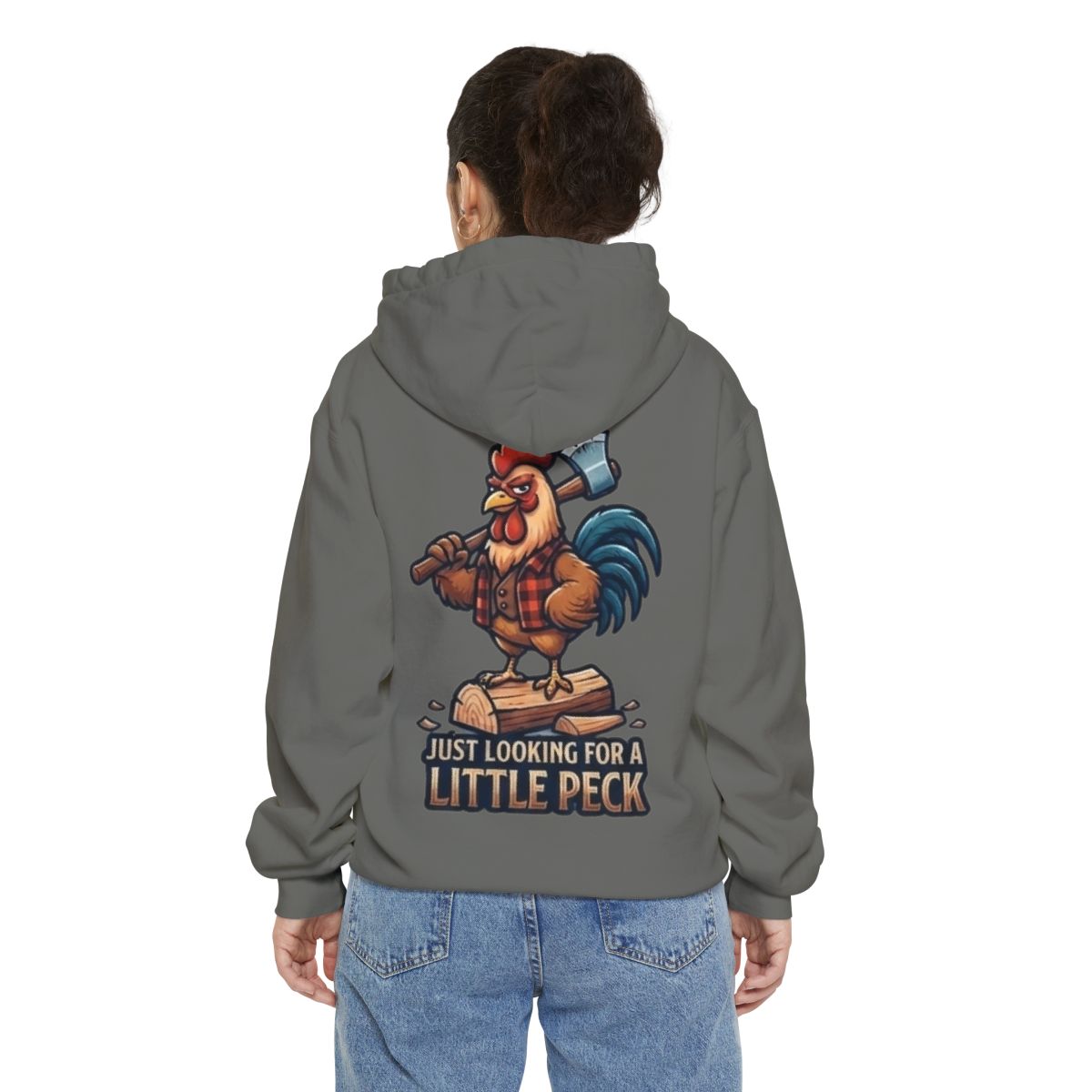 Color: Grey | Looking For A Little Peck Garment-Dyed Hoodie