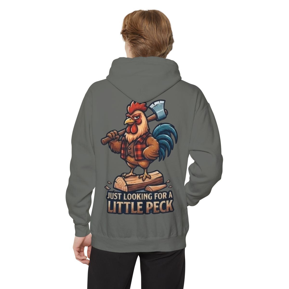 Color: Grey | Looking For A Little Peck Garment-Dyed Hoodie