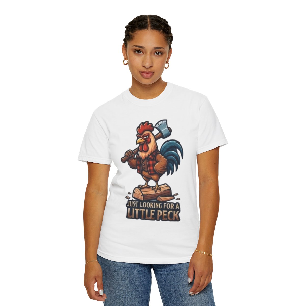 Color: White | Looking For A Little Peck Unisex Garment-Dyed Tee