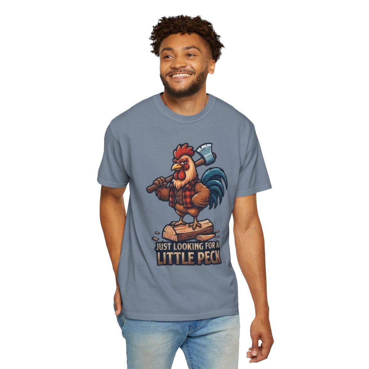 Color: Blue Jean | Looking For A Little Peck Unisex Garment-Dyed Tee