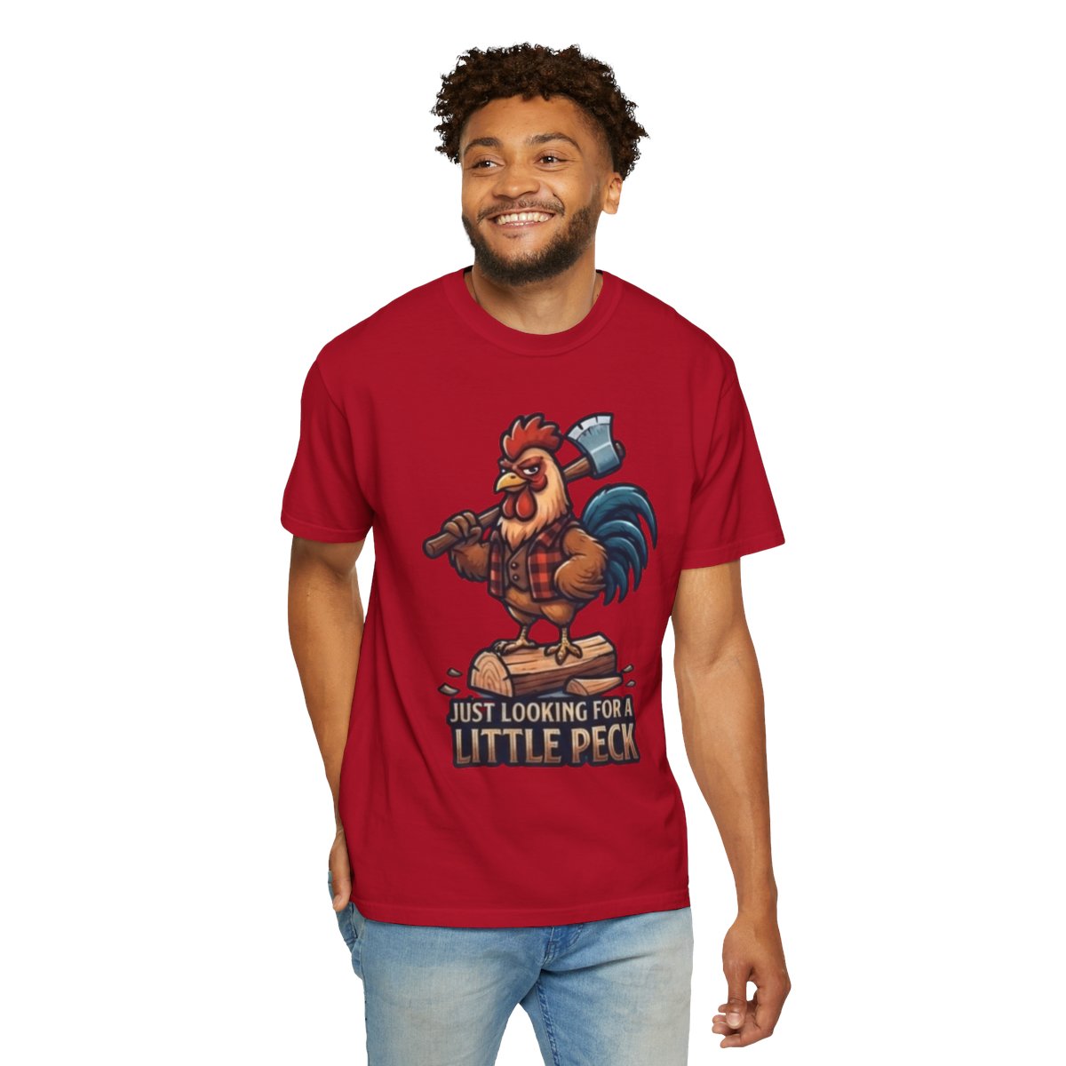Color: Red | Looking For A Little Peck Unisex Garment-Dyed Tee