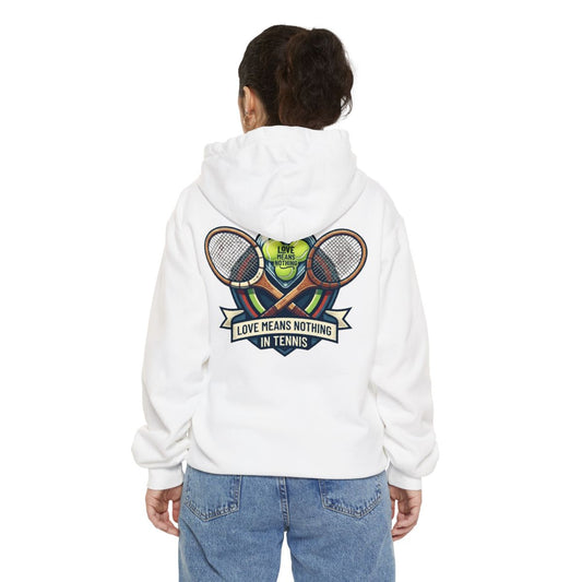 Color: White | Love Means Nothing in Tennis Garment-Dyed Hoodie