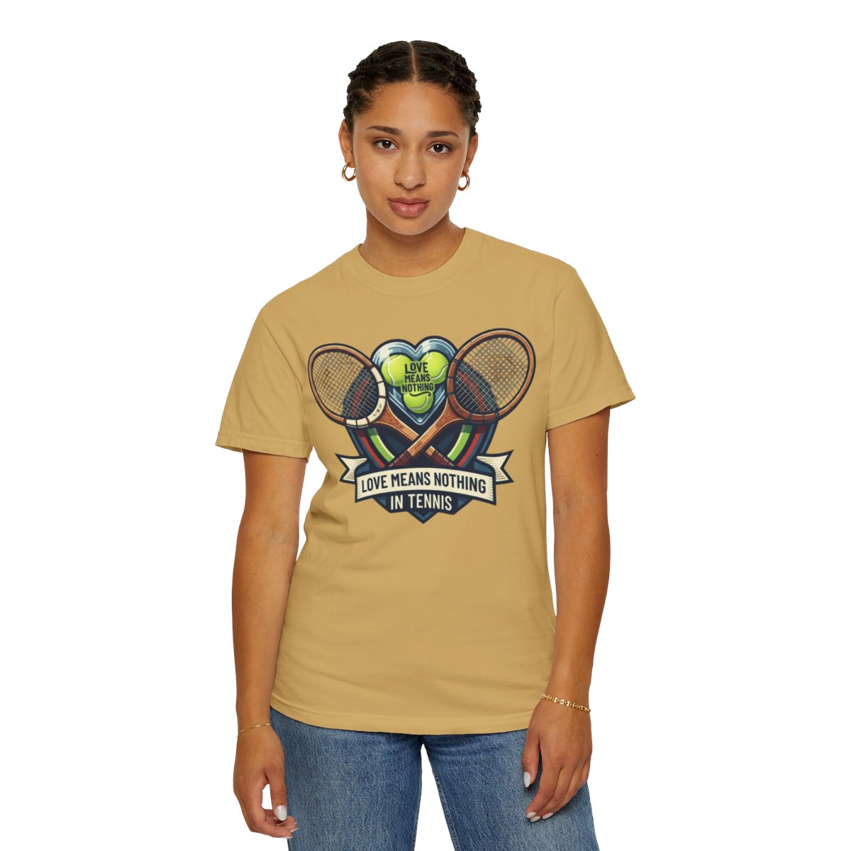 Color: Mustard | Love Means Nothing in Tennis Unisex Garment-Dyed Tee