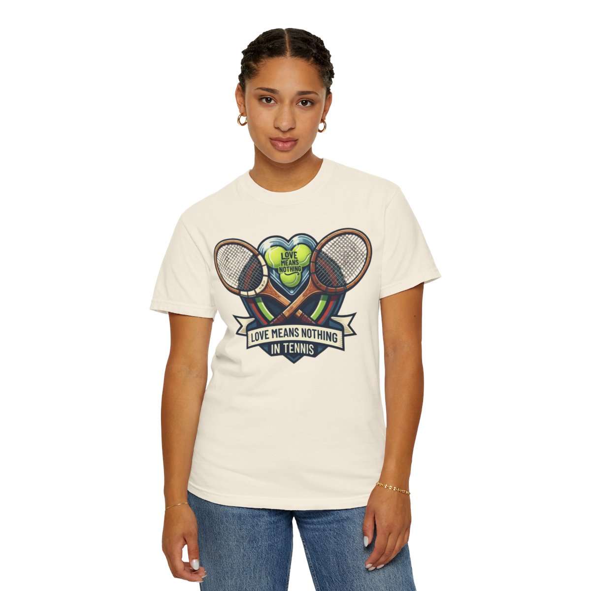 Color: Ivory | Love Means Nothing in Tennis Unisex Garment-Dyed Tee