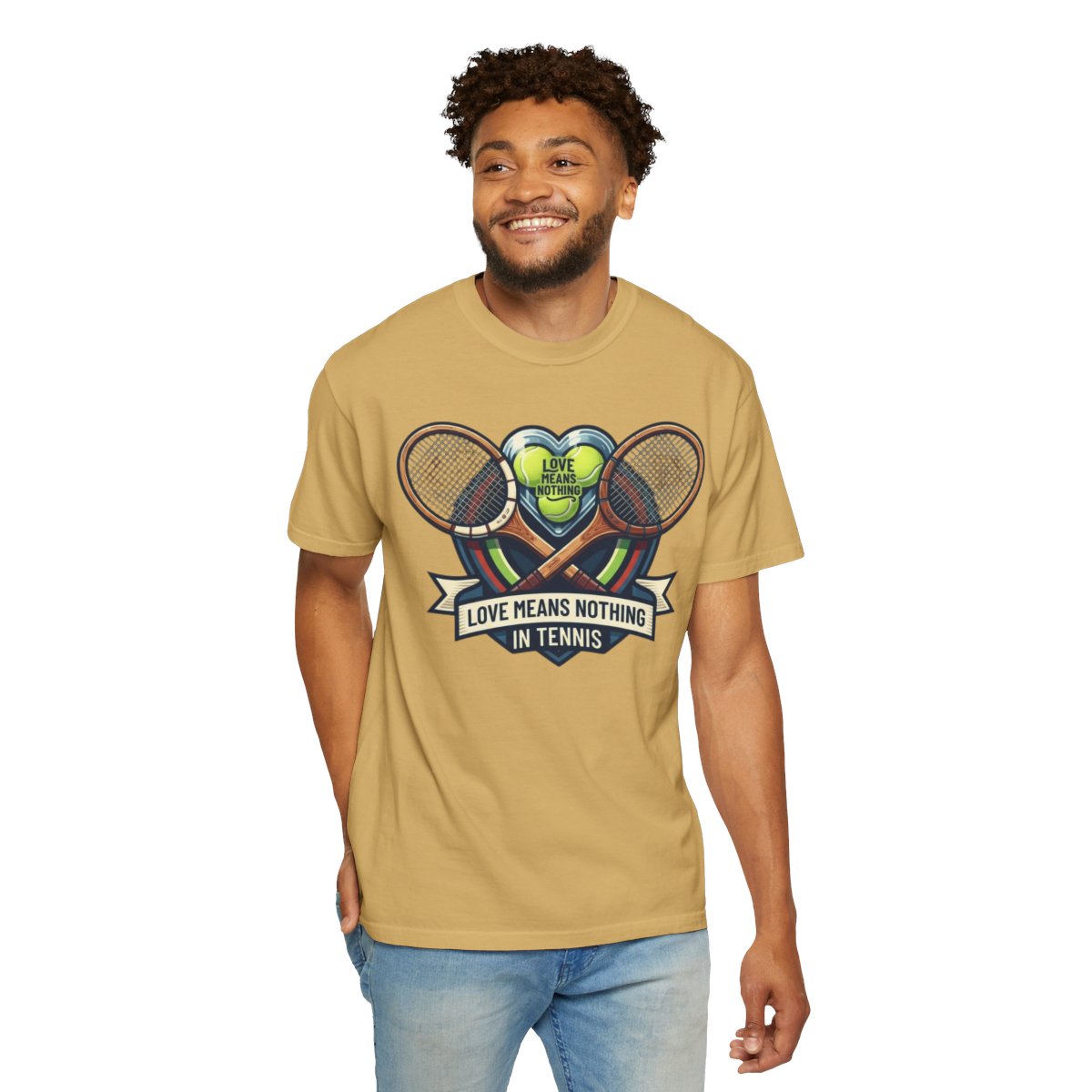 Color: Mustard | Love Means Nothing in Tennis Unisex Garment-Dyed Tee