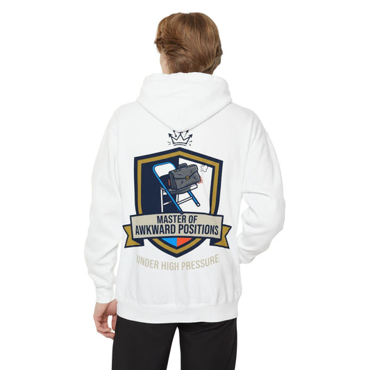Color: White | Master of Awkward Positions Garment-Dyed Hoodie