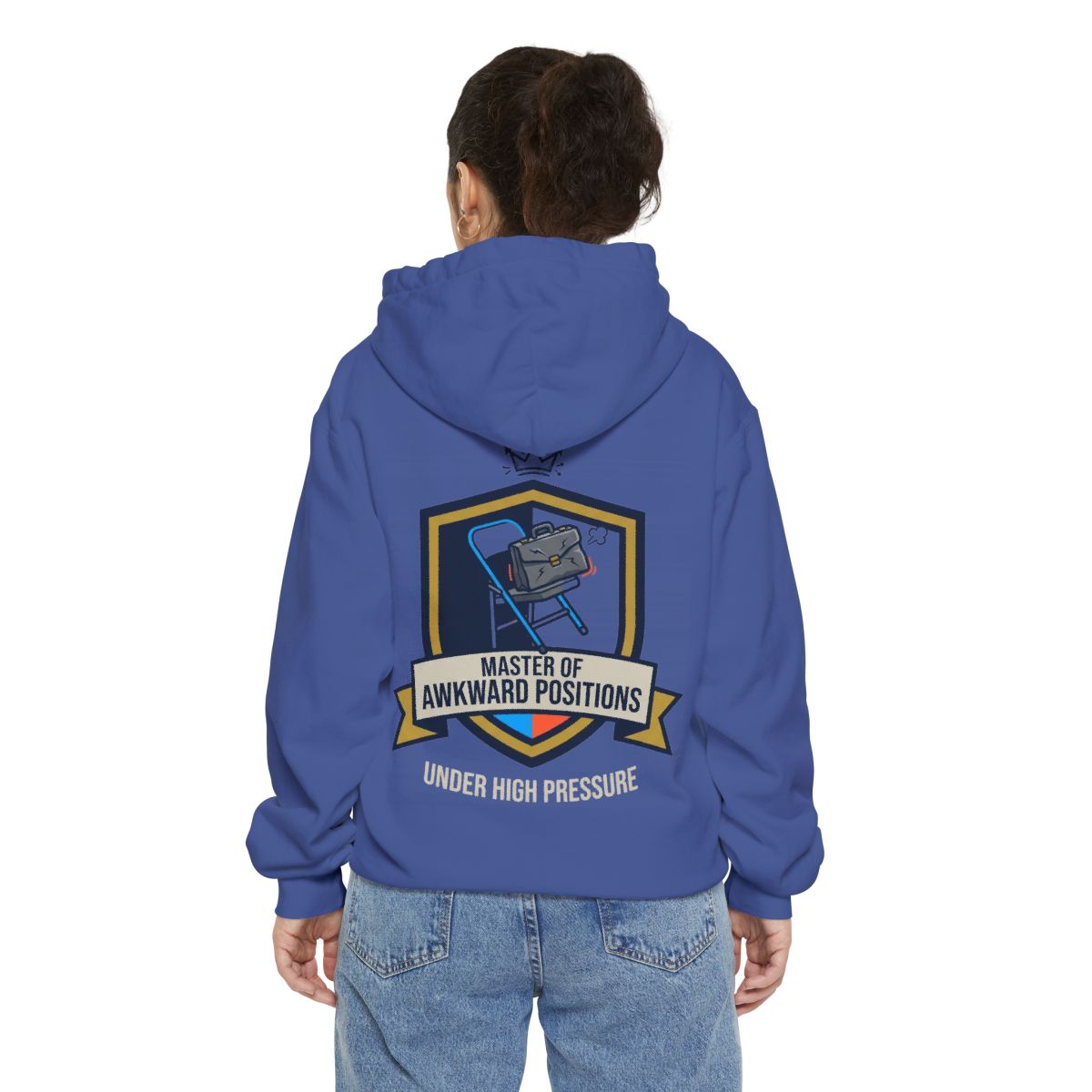 Color: Flo Blue | Master of Awkward Positions Garment-Dyed Hoodie