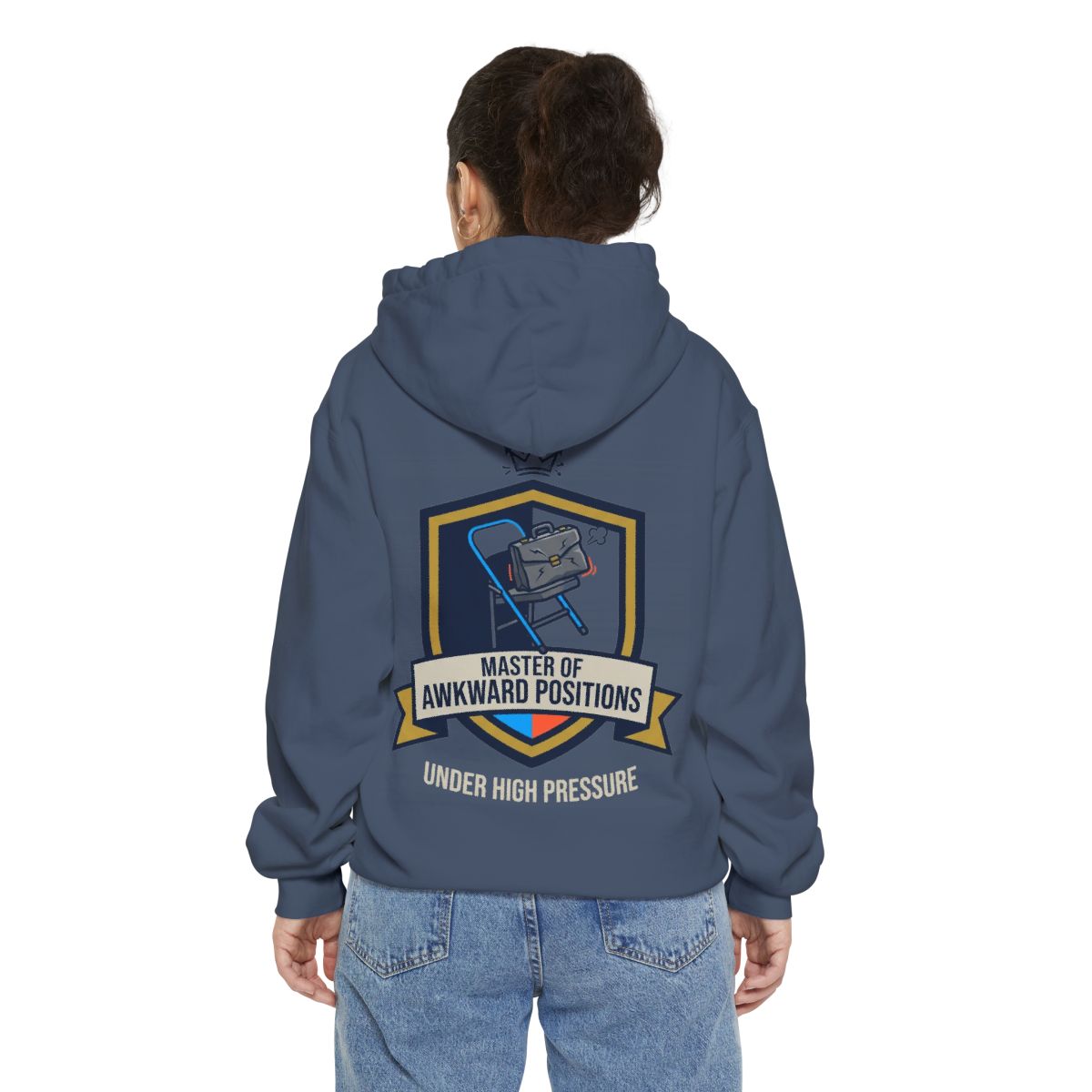 Color: Denim | Master of Awkward Positions Garment-Dyed Hoodie