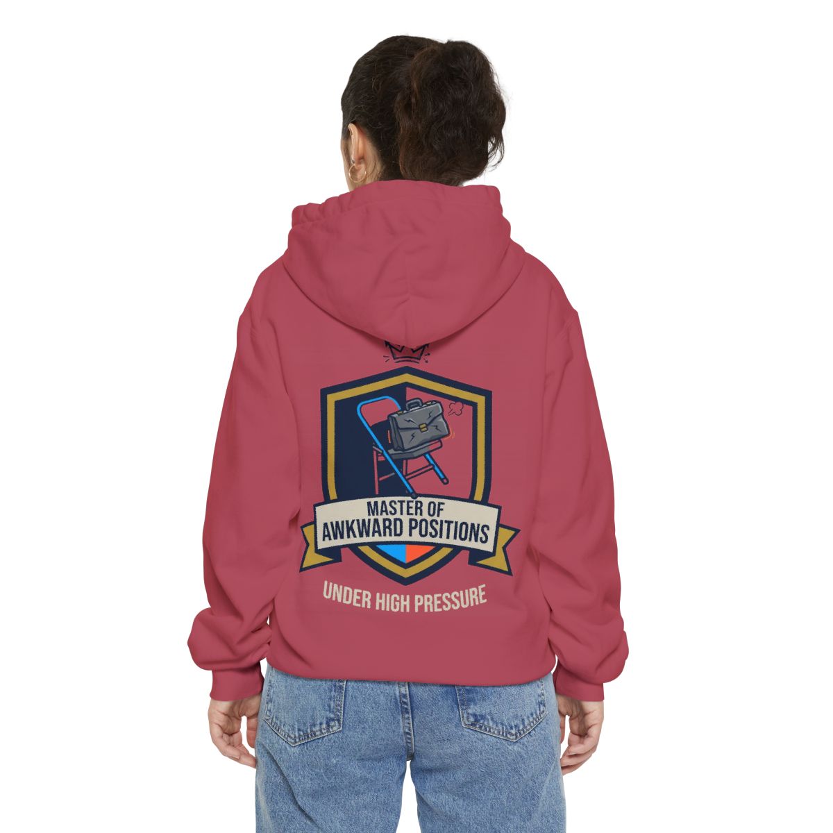 Color: Crimson | Master of Awkward Positions Garment-Dyed Hoodie