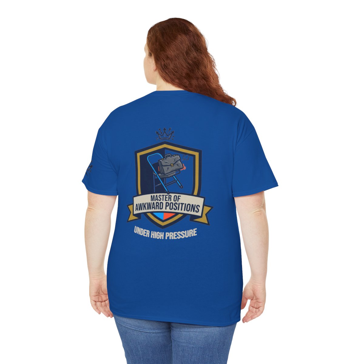Color: Royal | Master of Awkward Positions Premium Graphic Tee