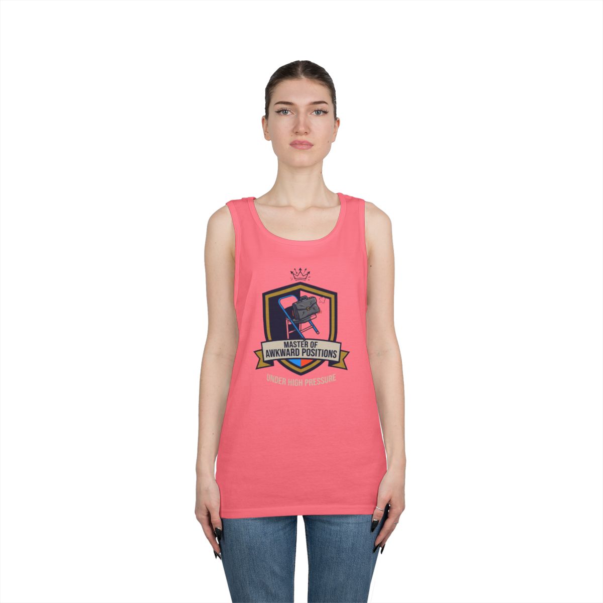 Color: Safety Pink | Master of Awkward Positions Tank Top