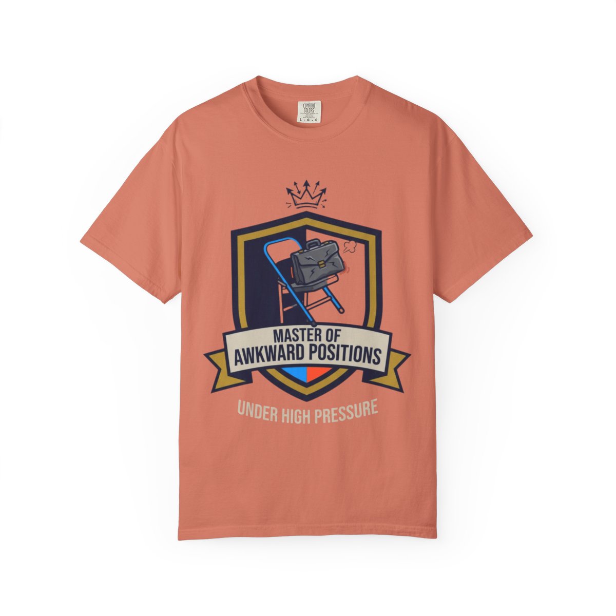 Color: Terracotta | Master of Awkward Positions Unisex Garment-Dyed Tee