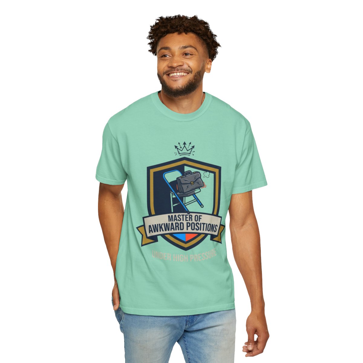 Color: Island Reef | Master of Awkward Positions Unisex Garment-Dyed Tee