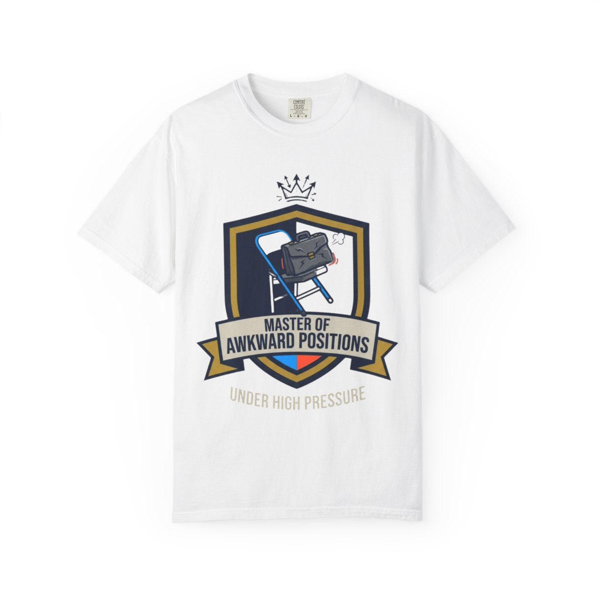 Color: White | Master of Awkward Positions Unisex Garment-Dyed Tee