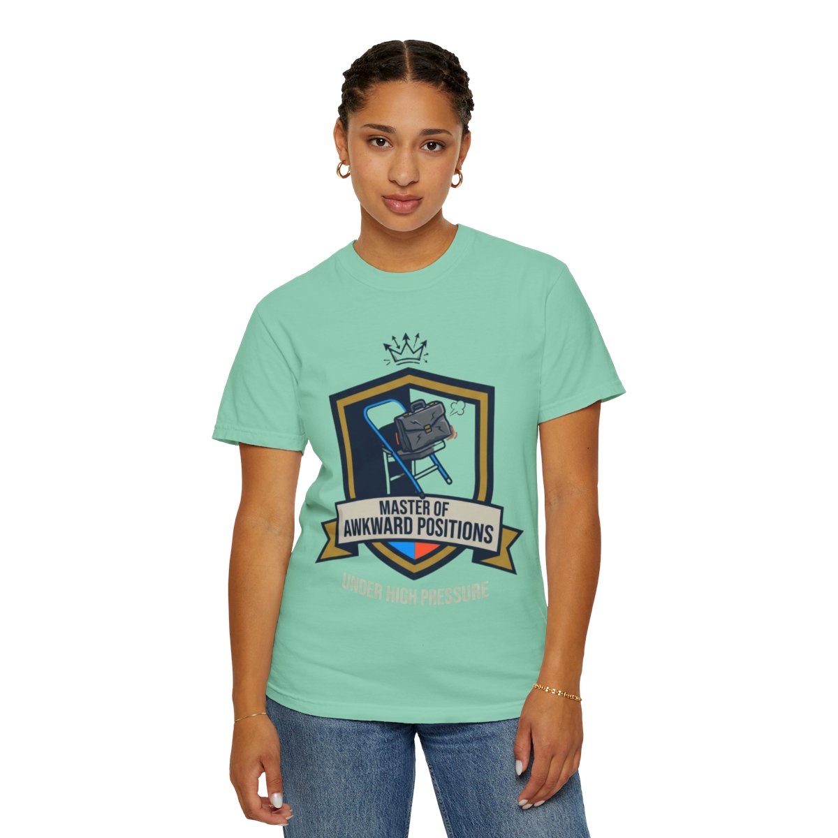 Color: Island Reef | Master of Awkward Positions Unisex Garment-Dyed Tee