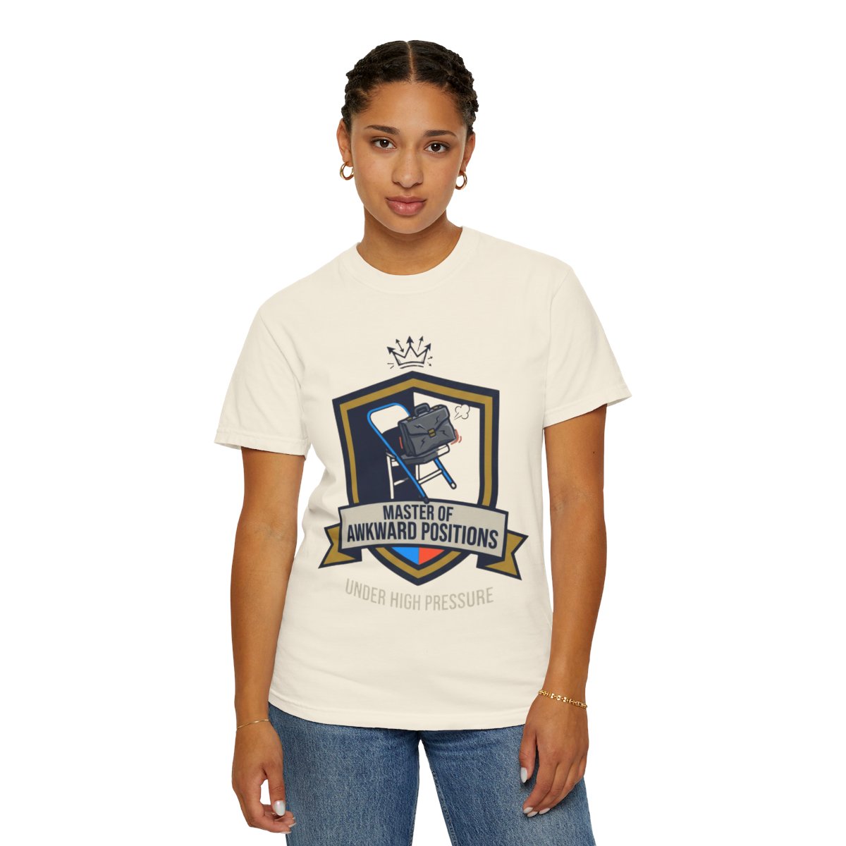 Color: Ivory | Master of Awkward Positions Unisex Garment-Dyed Tee