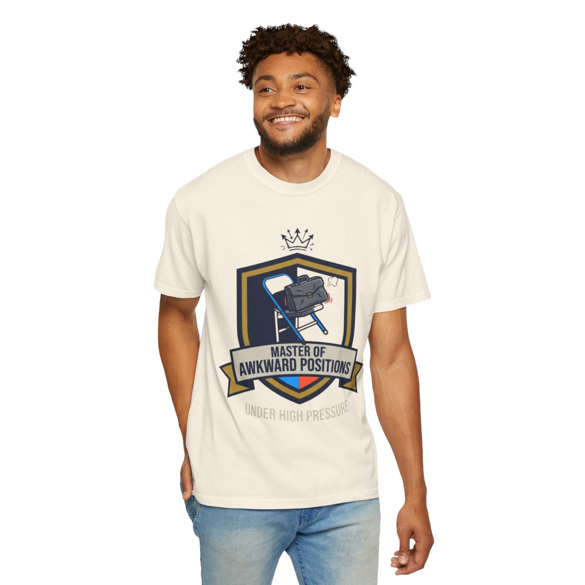 Color: Ivory | Master of Awkward Positions Unisex Garment-Dyed Tee
