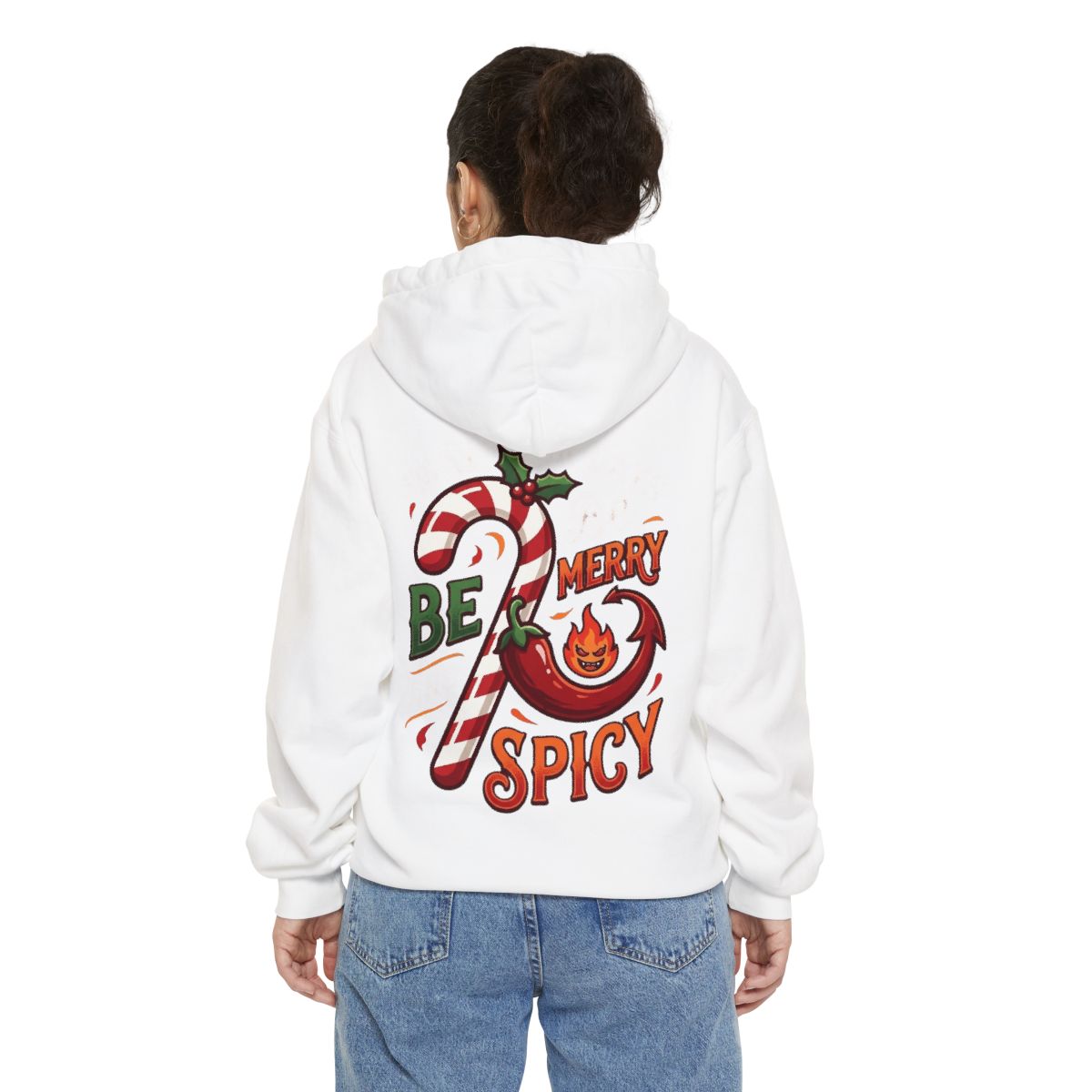 Color: White | May Your Days Be Merry and Spicy Garment-Dyed Hoodie