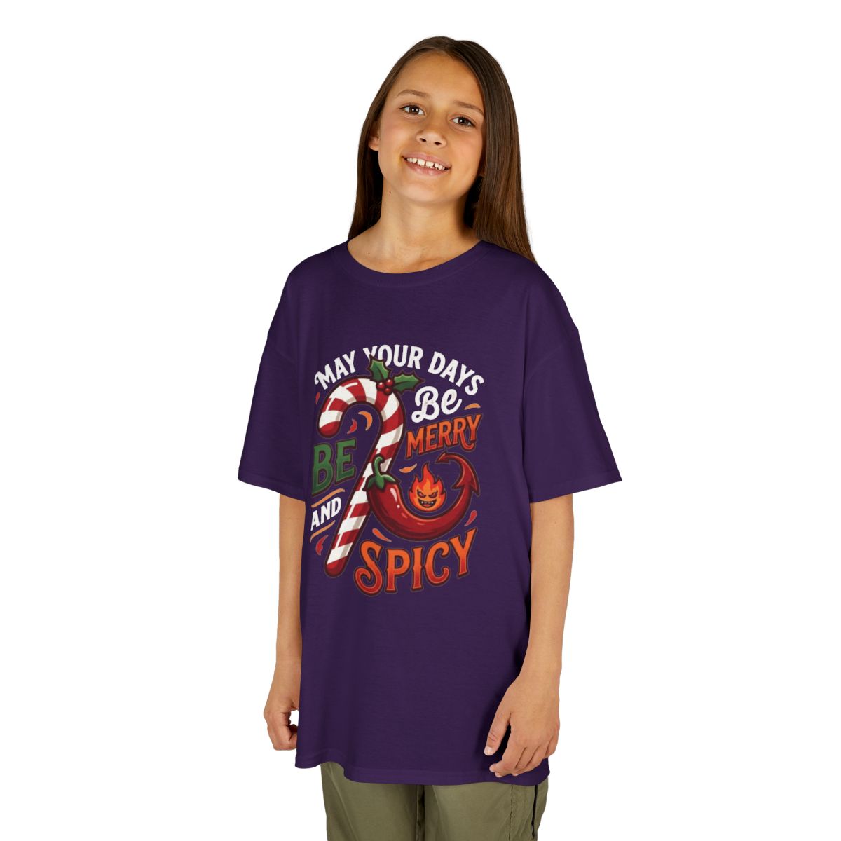 Color: Purple | May Your Days Be Merry and Spicy Kids Tee