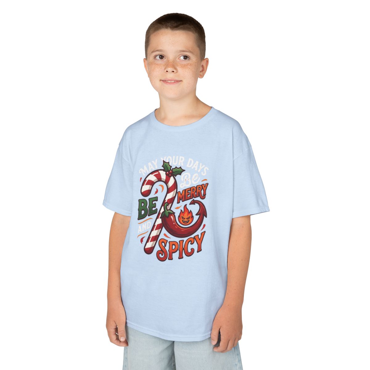 Color: Light Blue | May Your Days Be Merry and Spicy Kids Tee