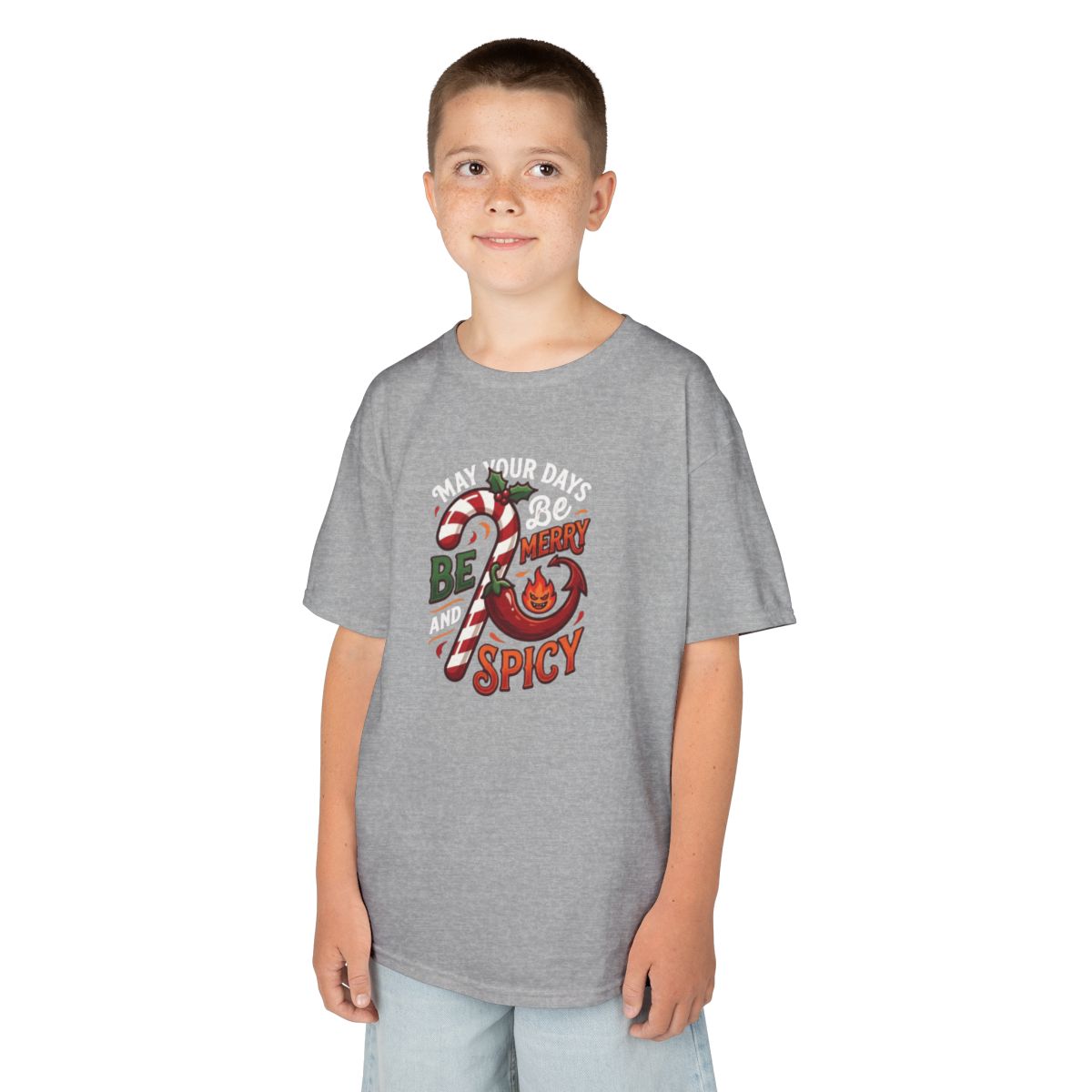 Color: Sport Grey | May Your Days Be Merry and Spicy Kids Tee