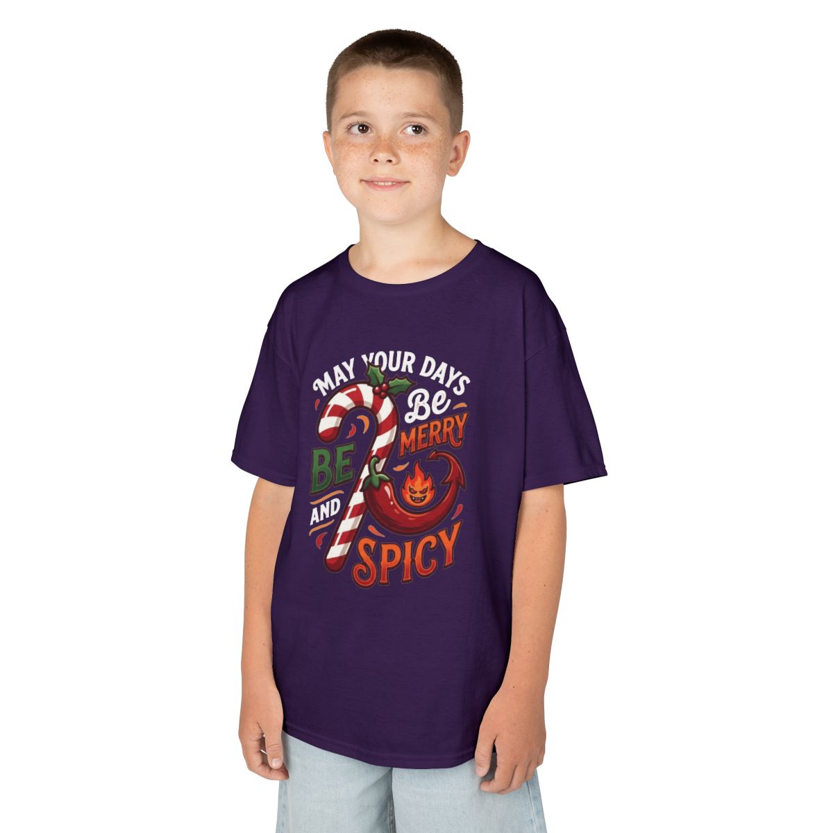 Color: Purple | May Your Days Be Merry and Spicy Kids Tee