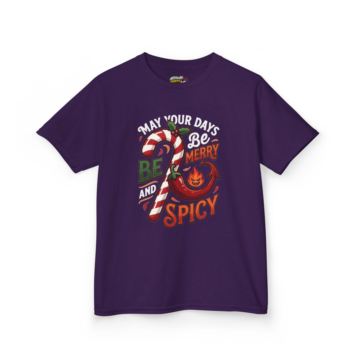Color: Purple | May Your Days Be Merry and Spicy Kids Tee